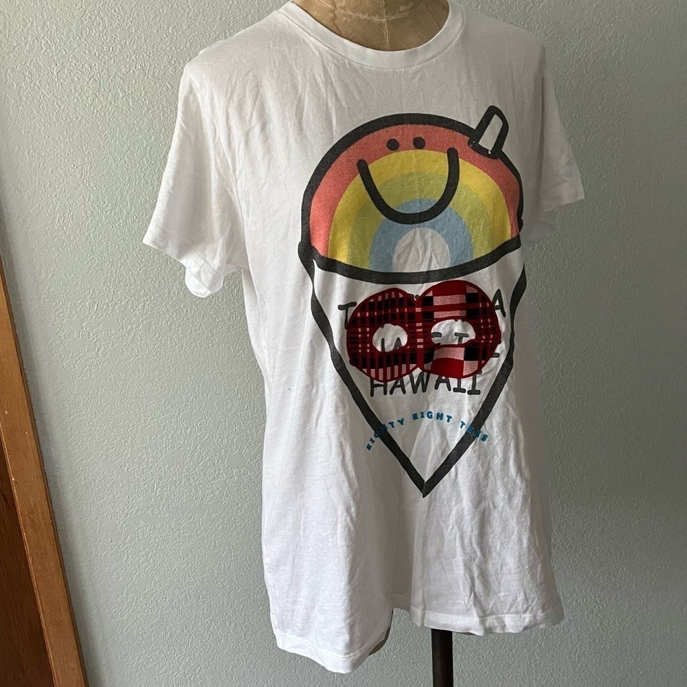 88 TEES sz XL White Short Sleeve Shave Ice Hula GIrl Hawaii